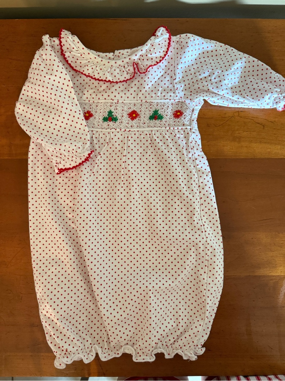 Newborn Smockingbird Christmas gown
